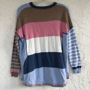 ZAKET & PLOVER Crew Neck Stripe Colorblock Cashmere Blend Sweater Womens Small